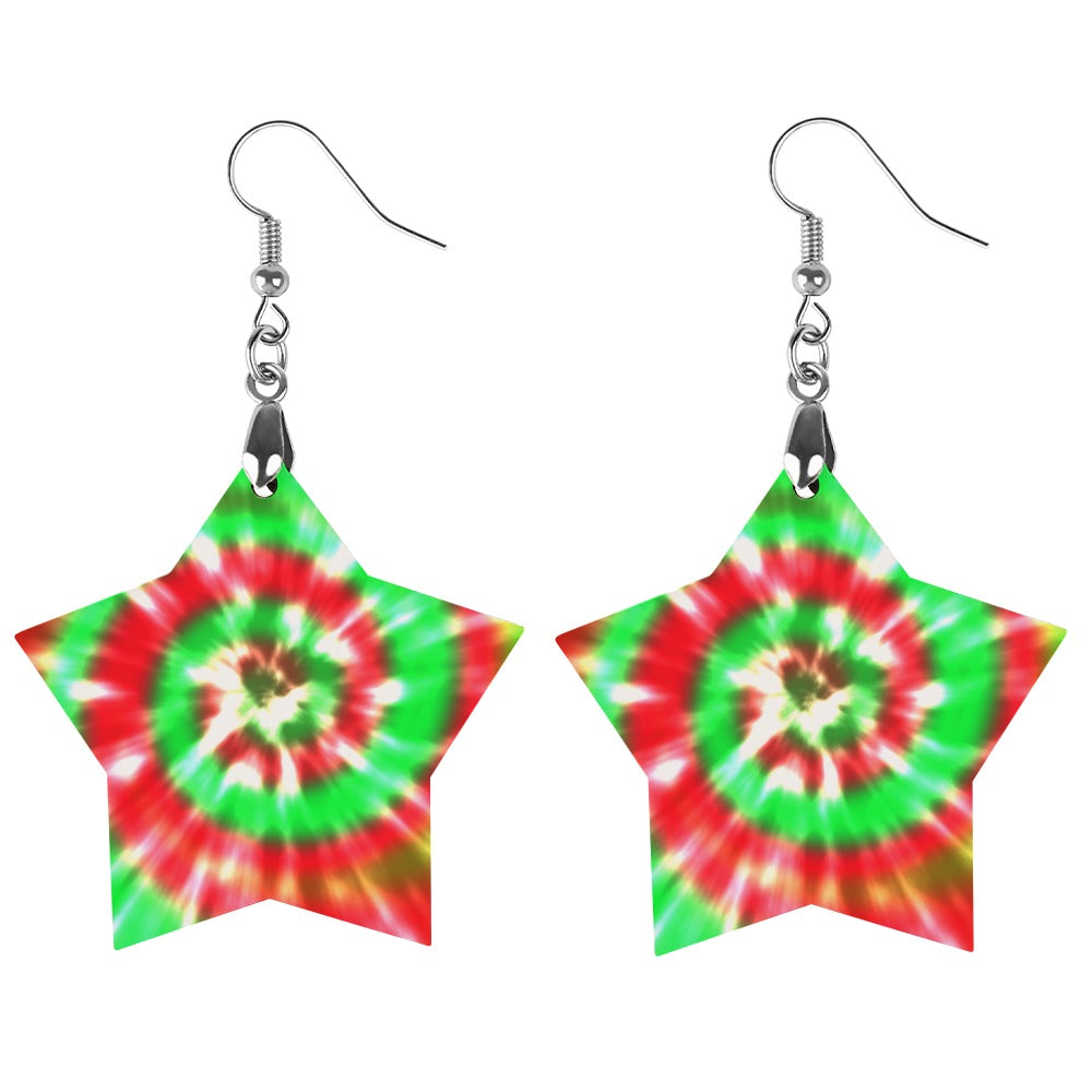 Wooden Tie Dye Swirl Earrings