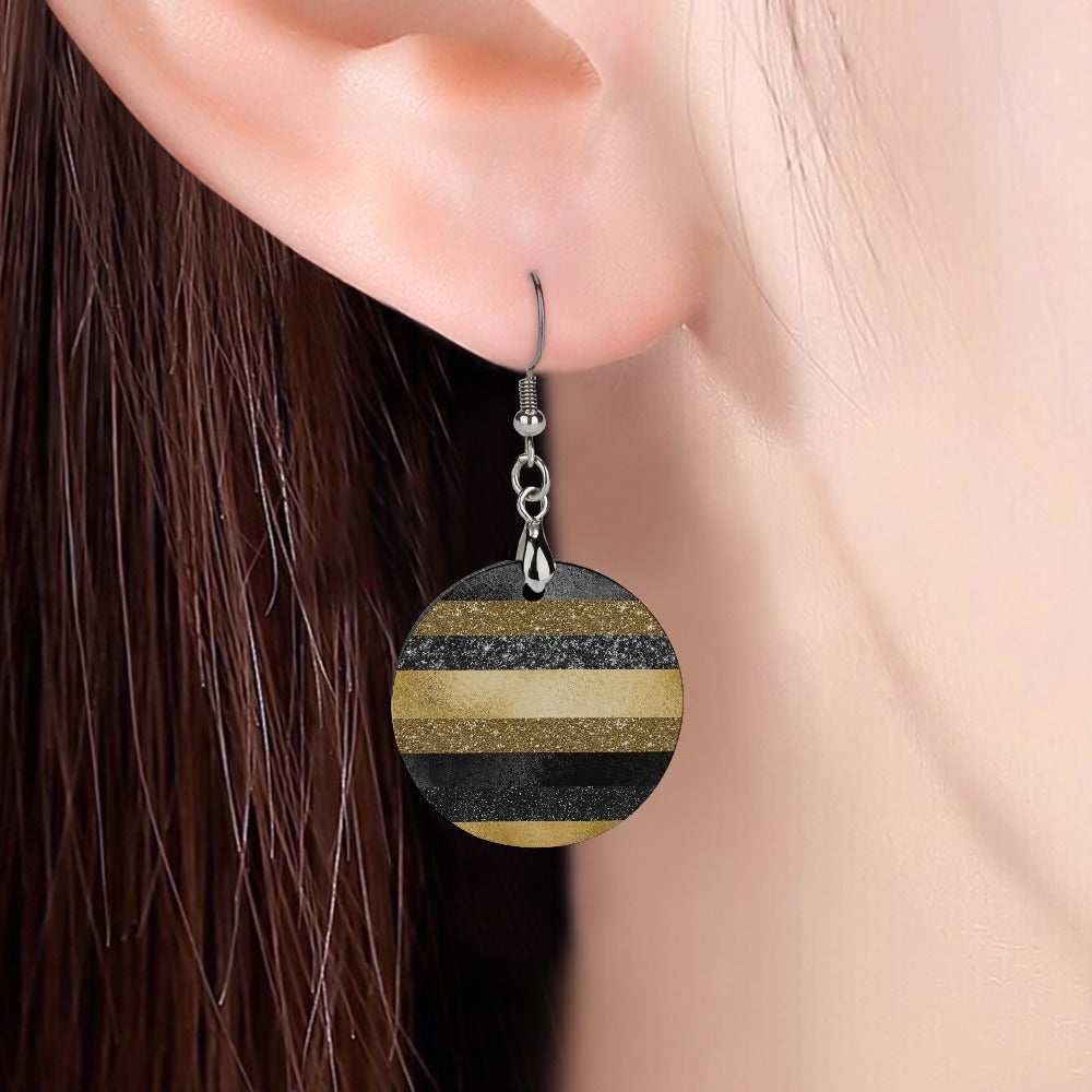 Wooden Glam Color Block Earrings