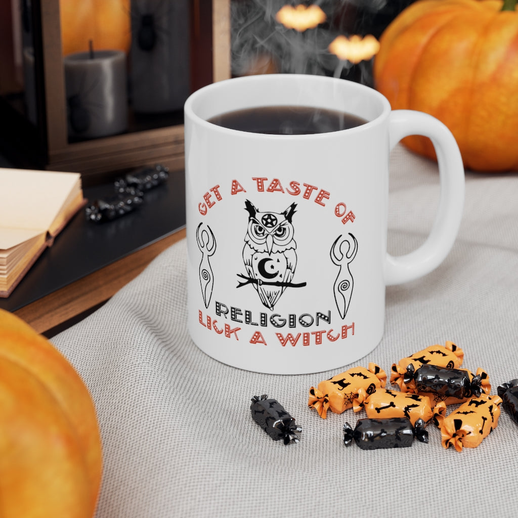 Get a Taste of Religion LICK A WITCH Ceramic Mug 11oz
