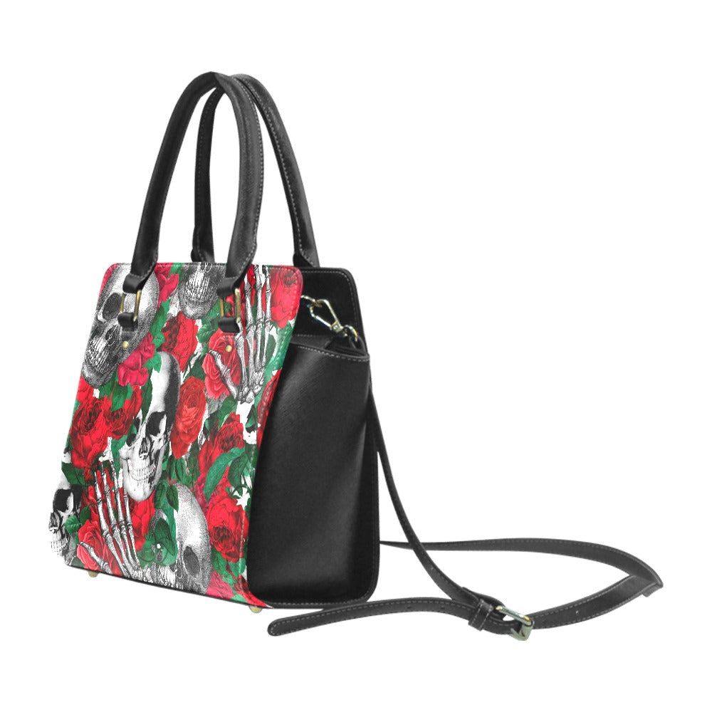 Skulls and Roses Classic Shoulder Handbag