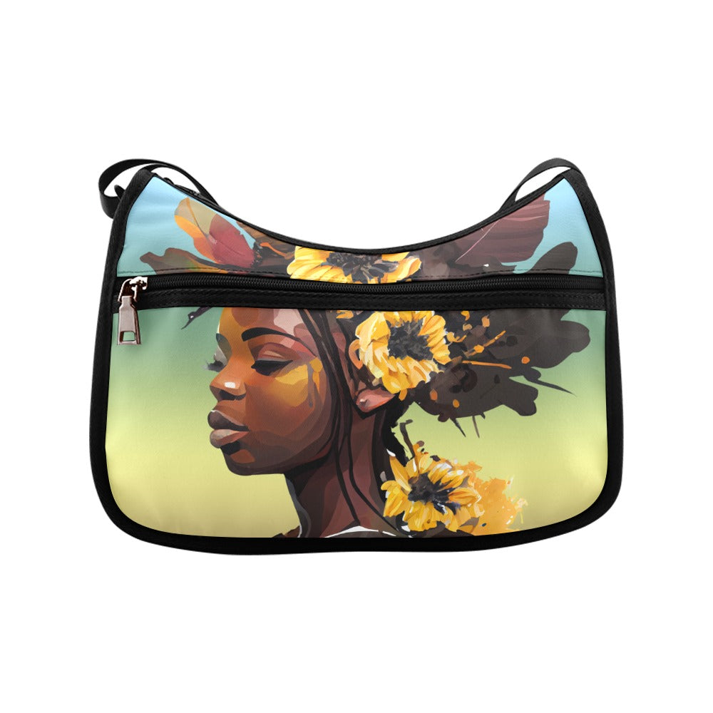 Floral African American Beauty Shoulder Bag