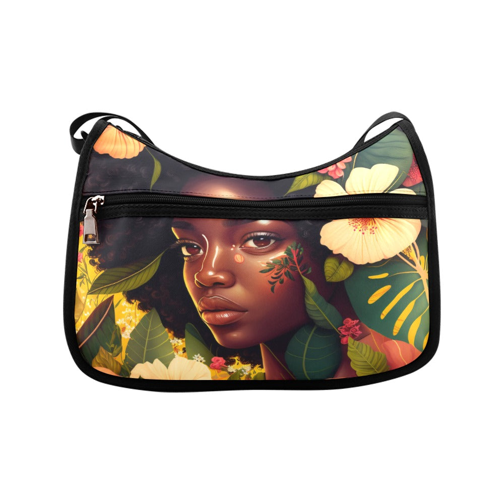 Floral African American Beauty Shoulder Bag