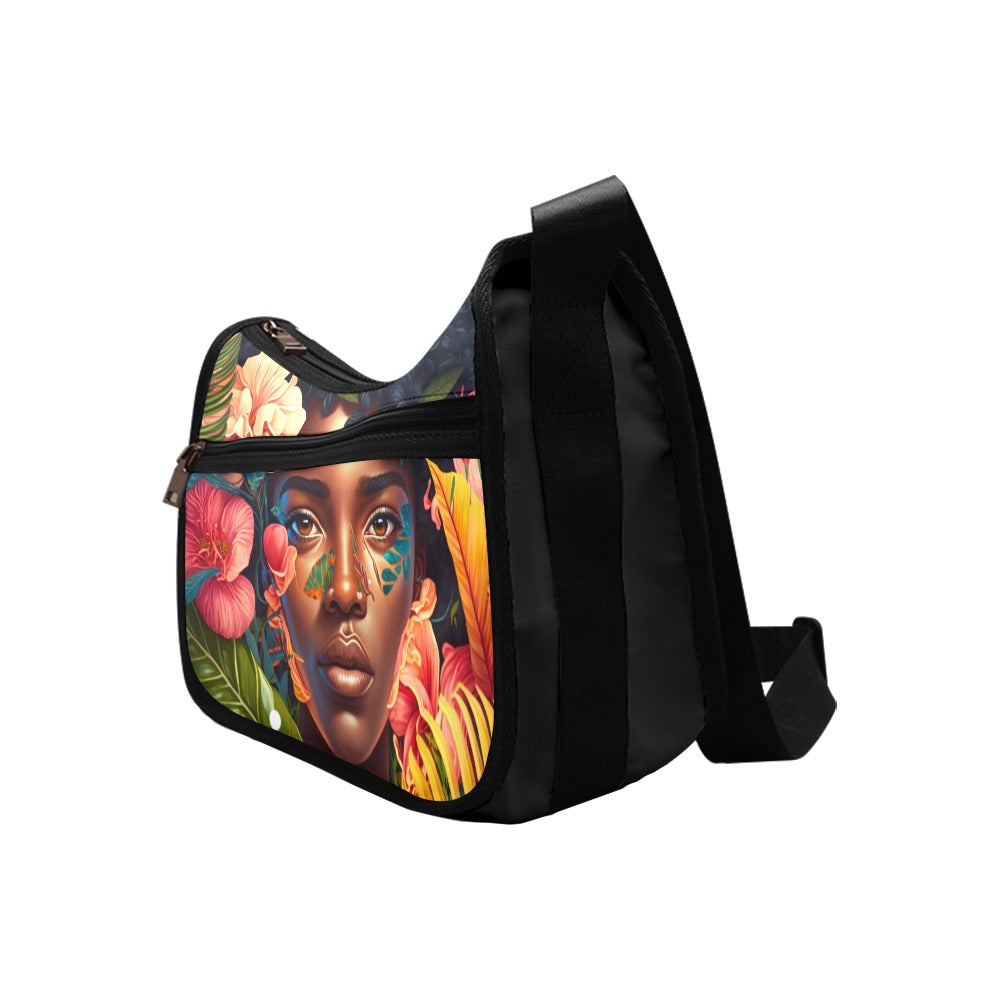 Floral African American Beauty Shoulder Bag