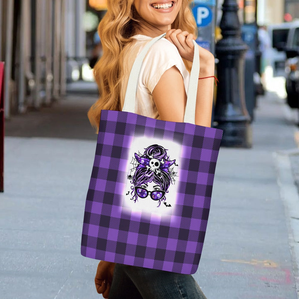 Witch Mom Canvas Tote Bag Inside pocket(double-sided design)