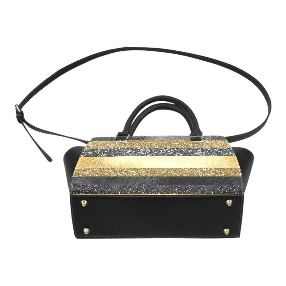 Glitter Stripes Classic Shoulder Handbag