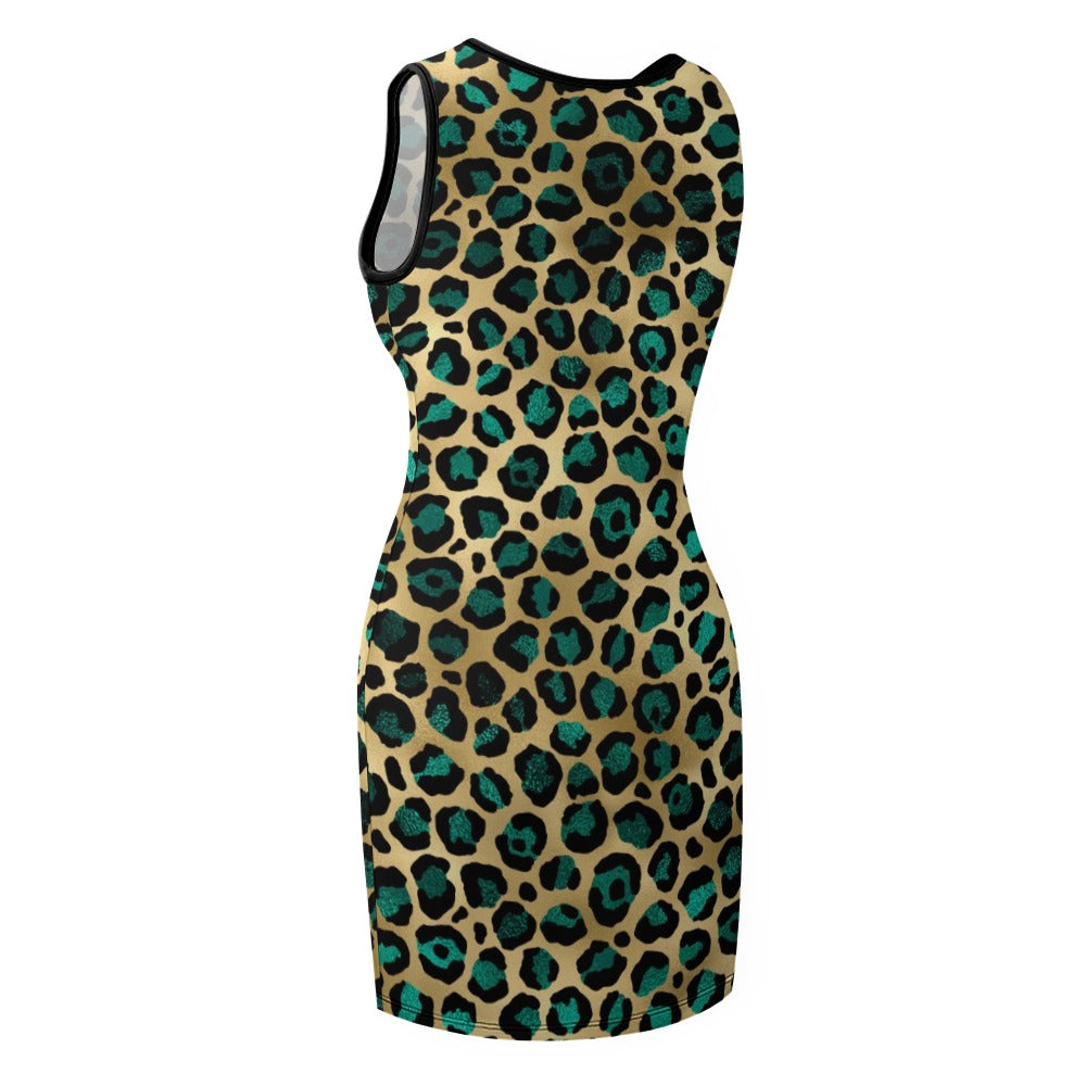 Green Gold Slim Fit Sleeveless Tank Dress