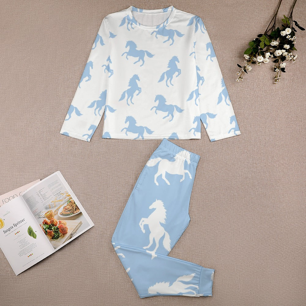 Lt Blue Horses Girl's Pajama Set