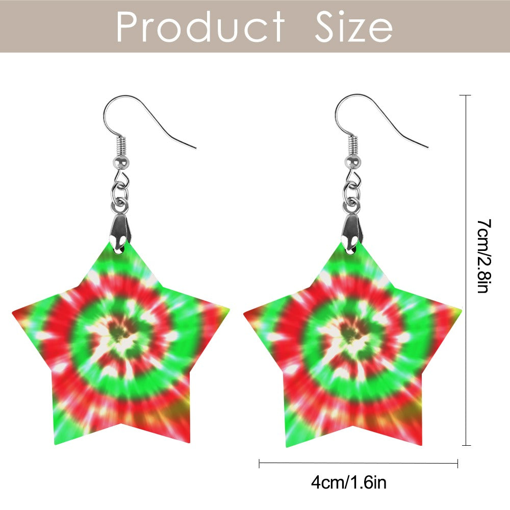 Wooden Tie Dye Swirl Earrings
