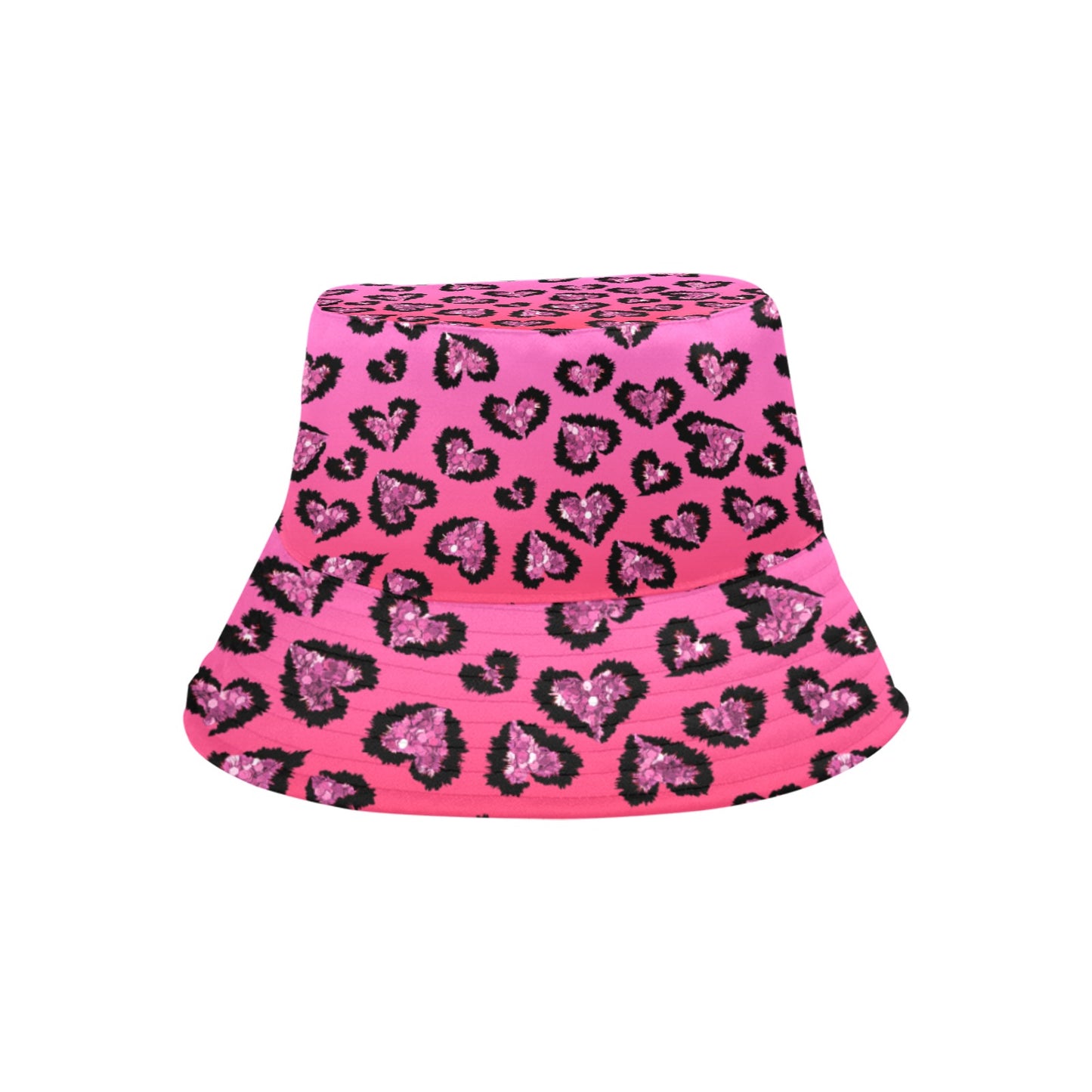 Pink Leopard Hearts Summer Bucket Hat