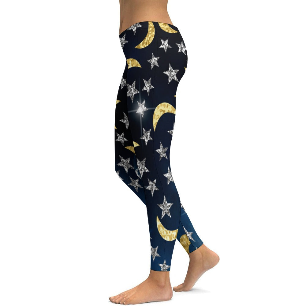Moon and Stars Soft Ladies Tight Yoga Pants