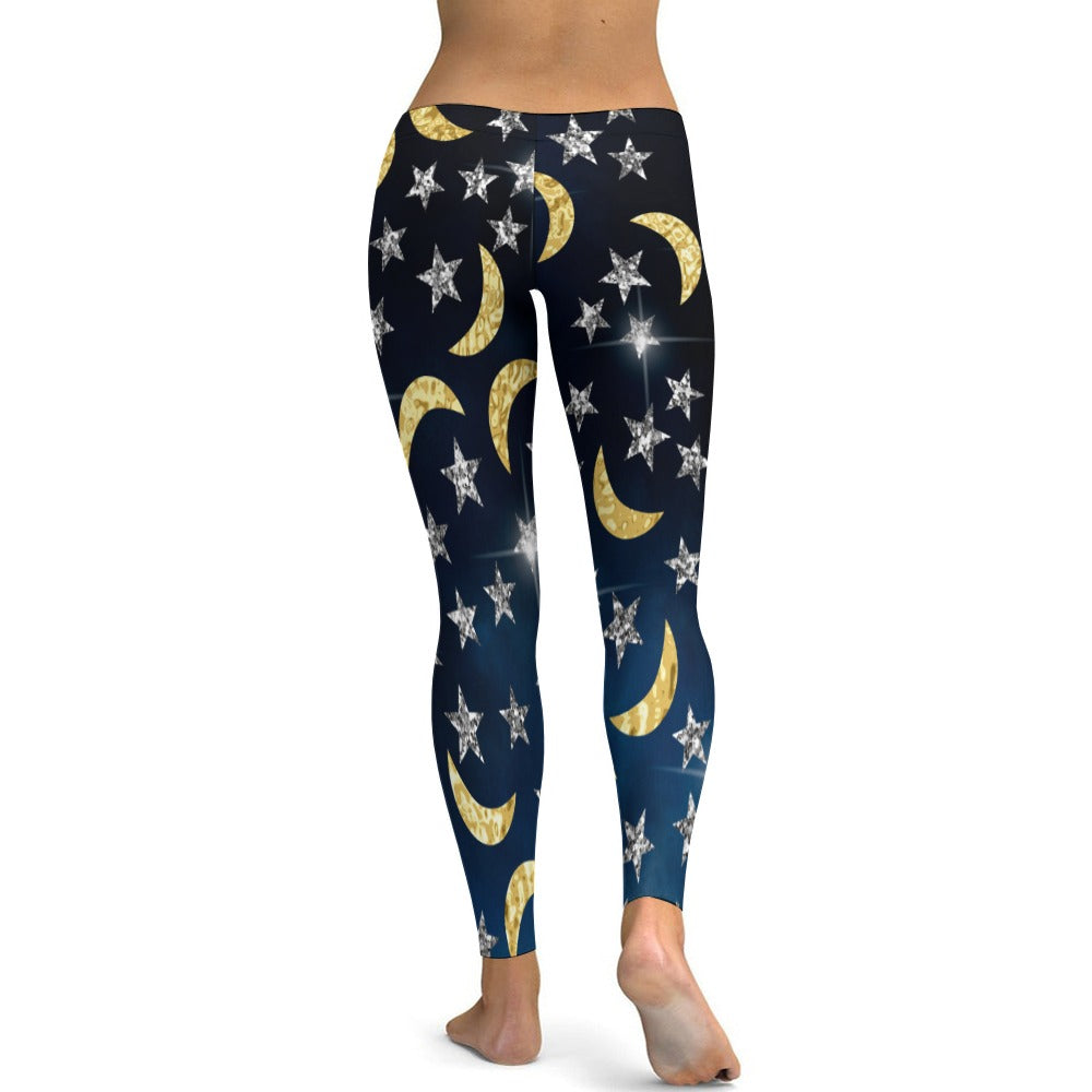 Moon and Stars Soft Ladies Tight Yoga Pants