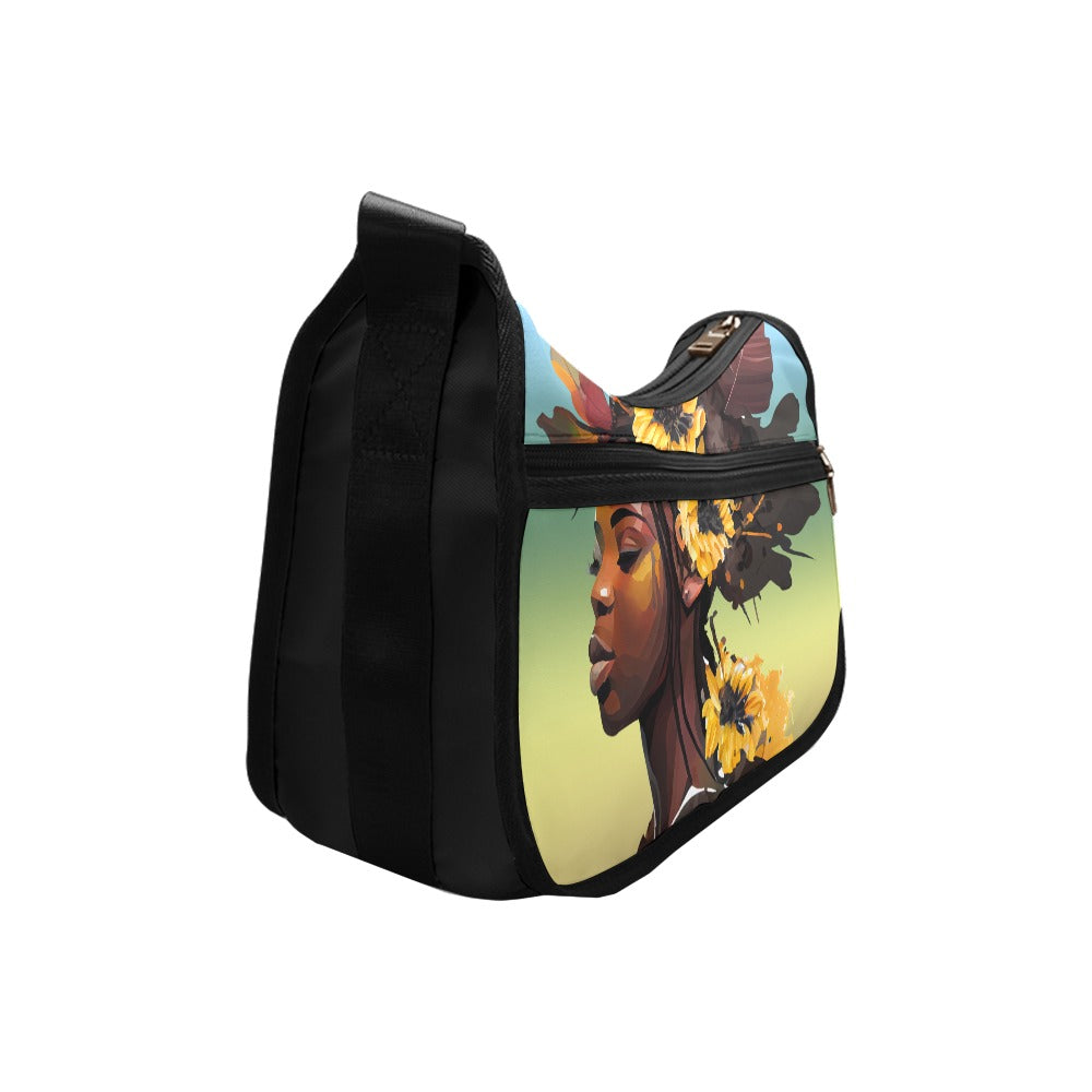 Floral African American Beauty Shoulder Bag