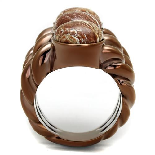 Coffee Light Stainless Steel Semi-Precious Oligoclase Ring