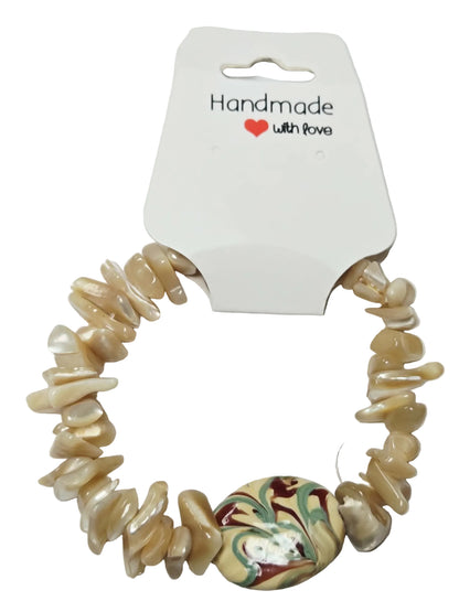 Agate Chip Stone Bracelet with Charm