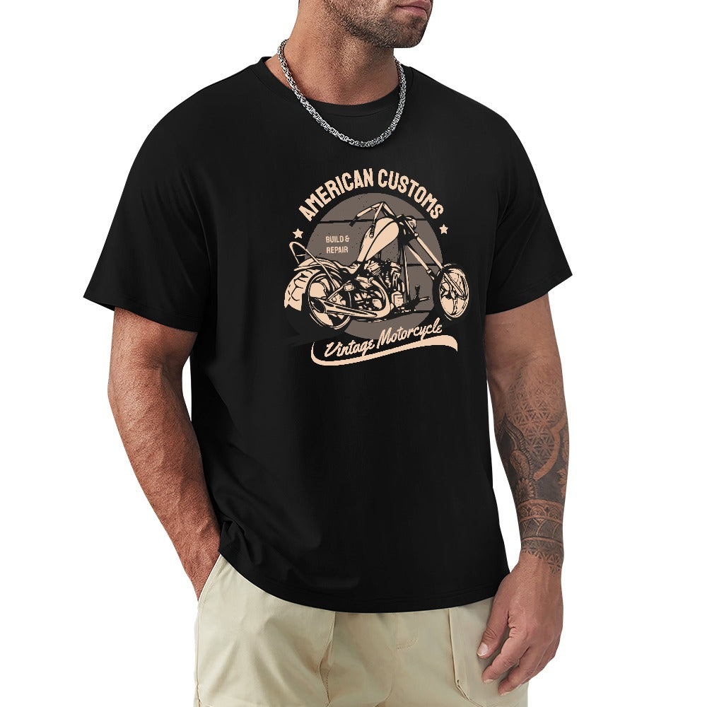 American Customs Vintage Motorcycle Men's T-shirt 100% Cotton