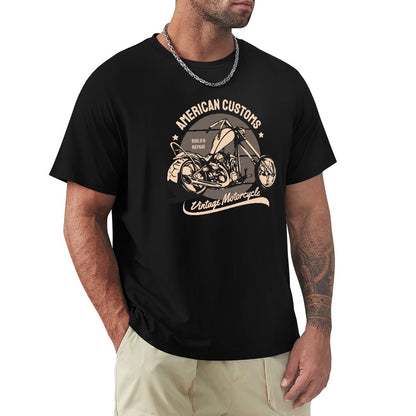 American Customs Vintage Motorcycle Men's T-shirt 100% Cotton