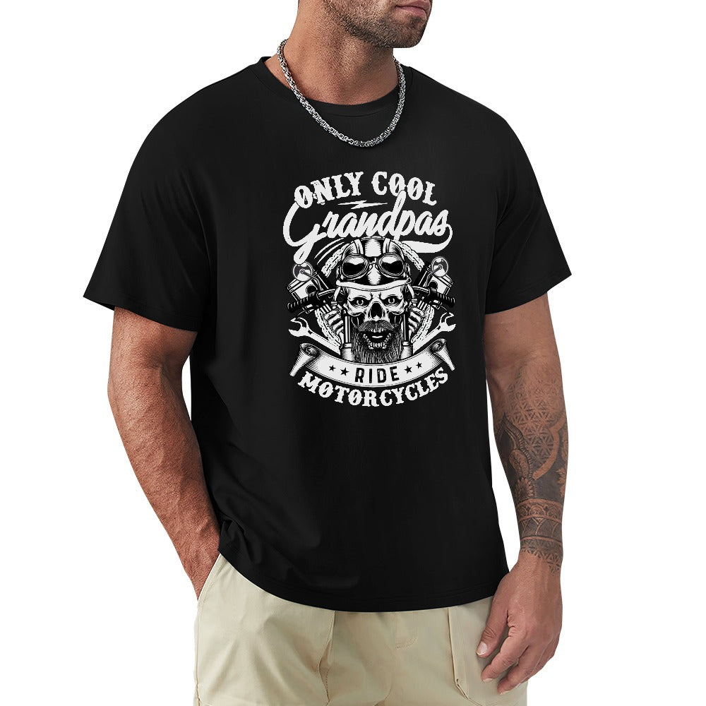 Only Cool Grandpas Ride Motorcycles Men's T-shirt 100% Cotton