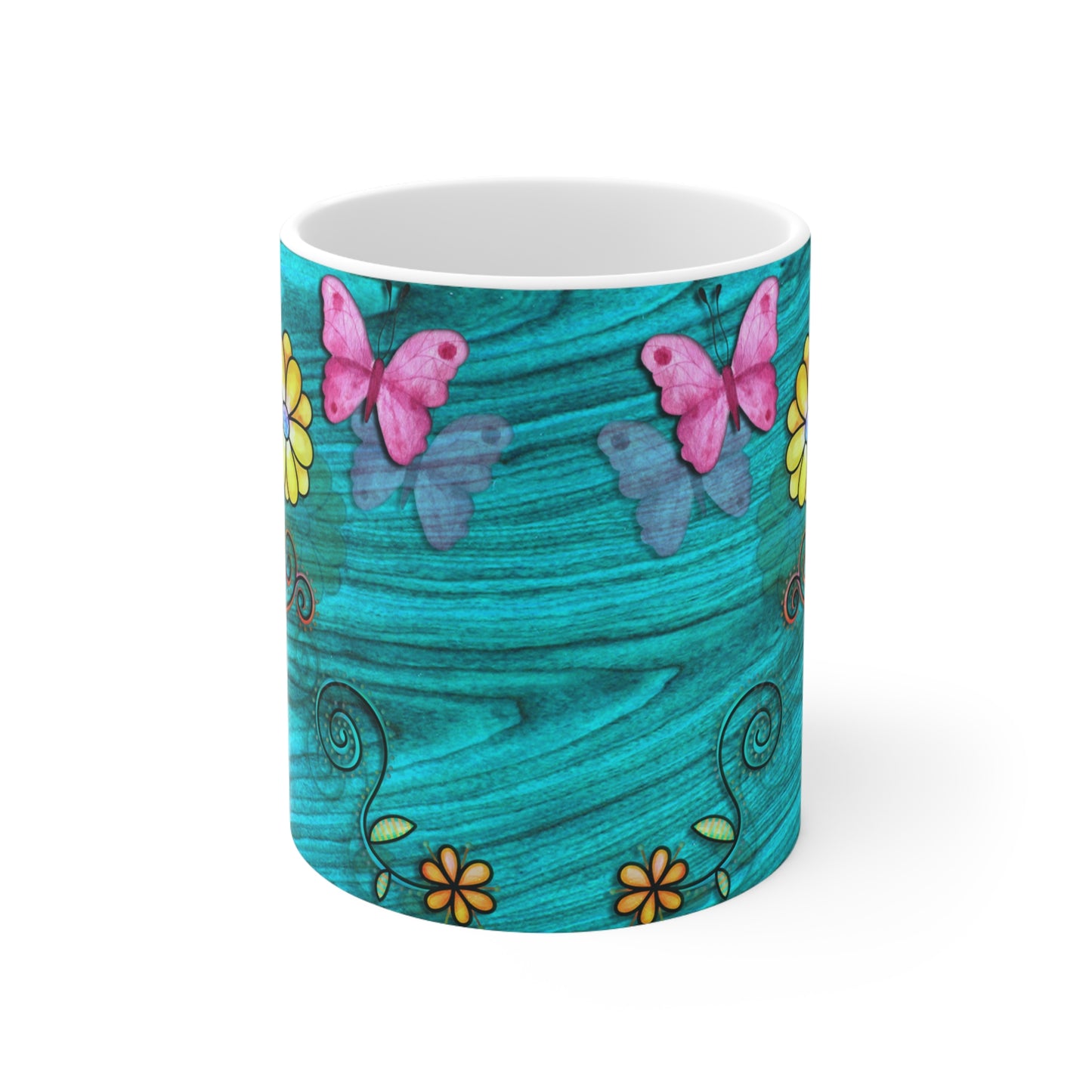 Butterflies and Flowers Ceramic Mug 11oz