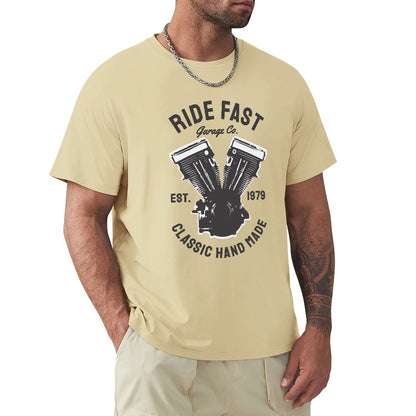 Ride Fast Classic Hand Made Men's T-shirt 100% Cotton