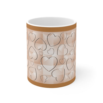 Brown Buffalo Hearts Ceramic Mug 11oz