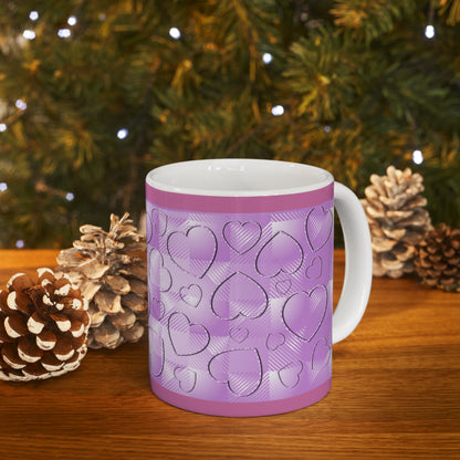 Purple Buffalo Hearts Ceramic Mug 11oz