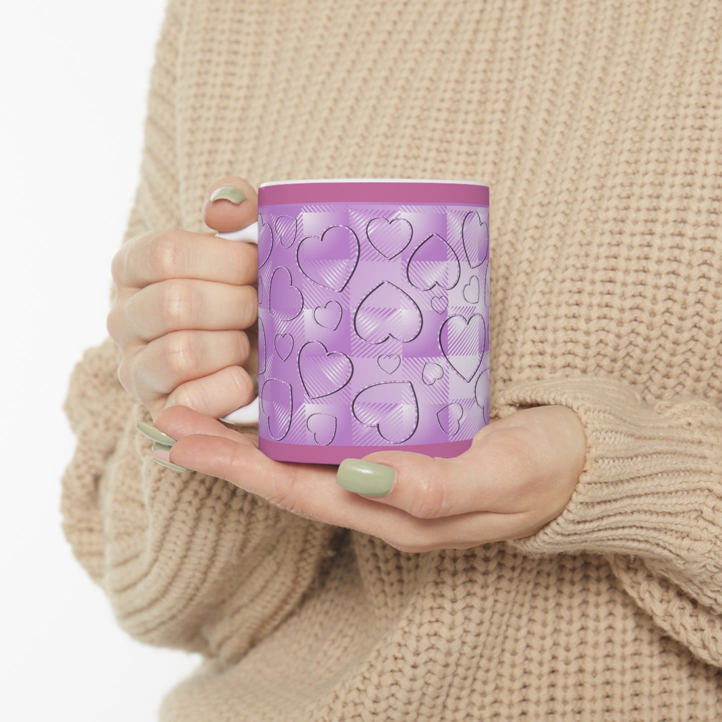 Purple Buffalo Hearts Ceramic Mug 11oz