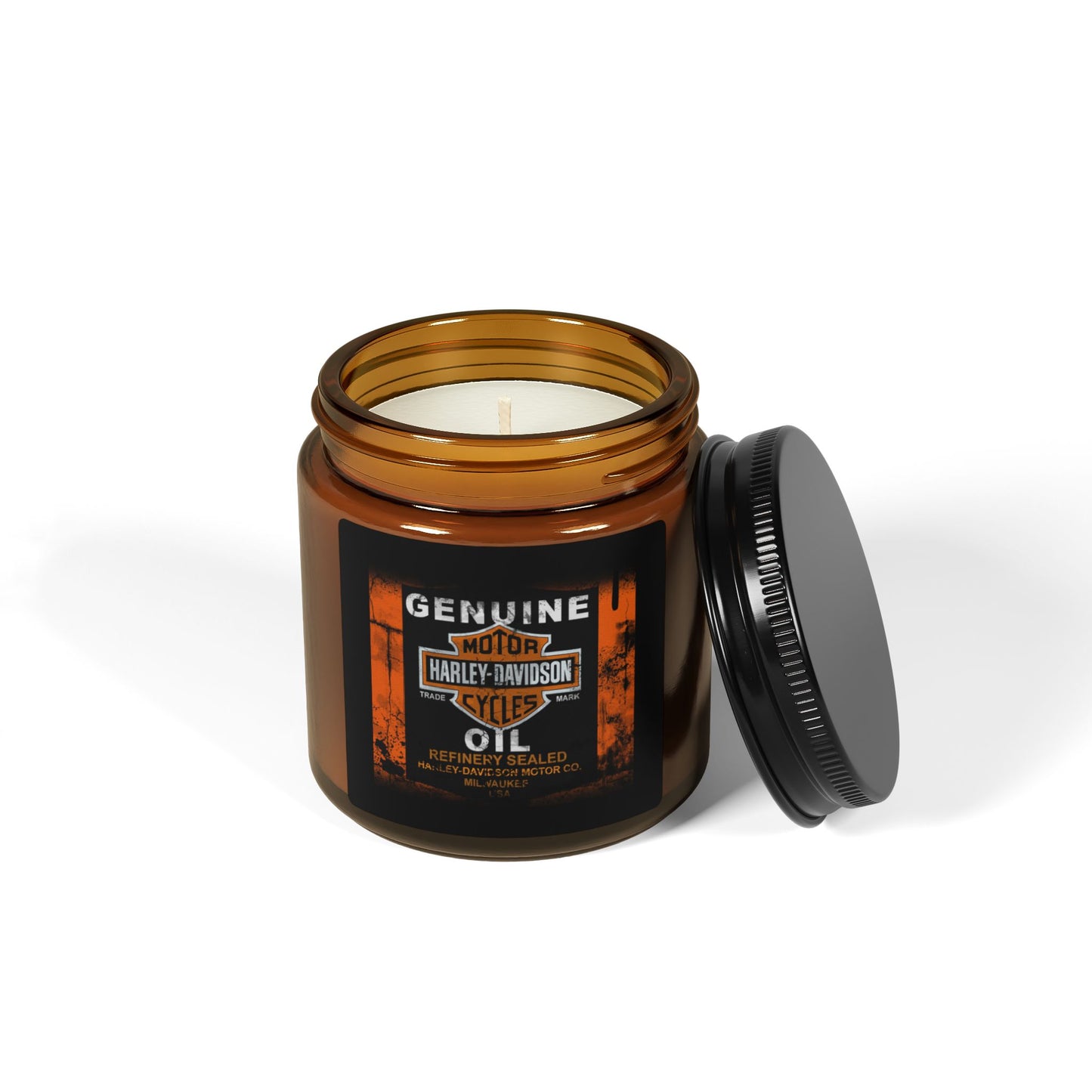 Harley-Davidson Genuine Motor Oil Scented Soy Candle - Amber Jar