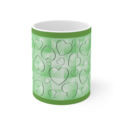 Green Buffalo Hearts Ceramic Mug 11oz