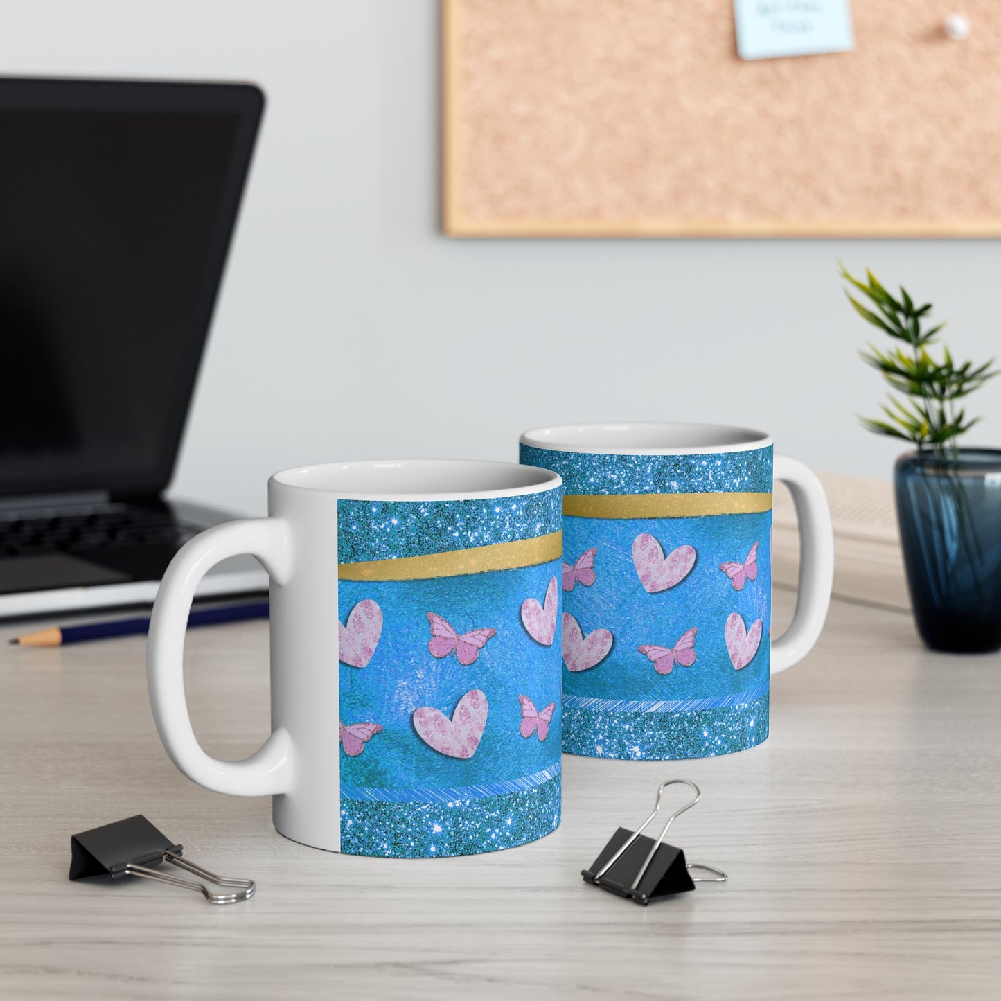 Hearts and Butterflies Ceramic Mug 11oz