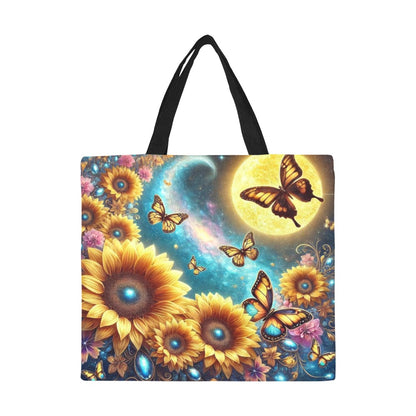 Sunflowers All Over Print Canvas Tote Bag - Large