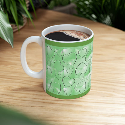 Green Buffalo Hearts Ceramic Mug 11oz