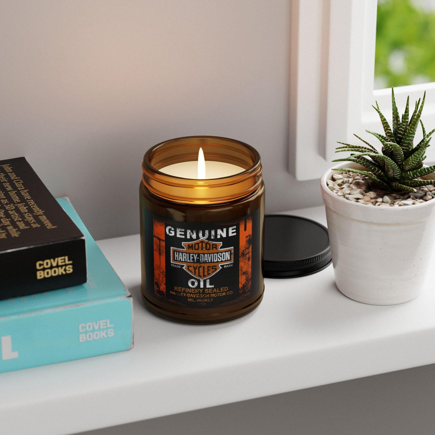Harley-Davidson Genuine Motor Oil Scented Soy Candle - Amber Jar