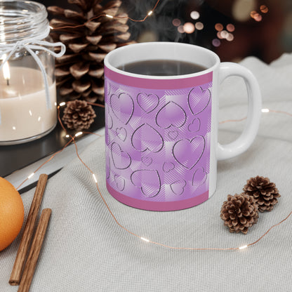 Purple Buffalo Hearts Ceramic Mug 11oz