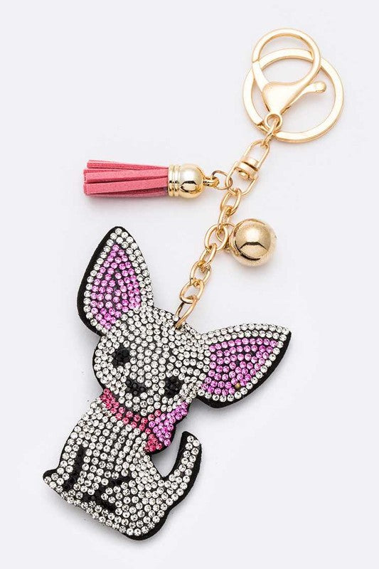 Chihuahua Rhinestone Pillow Key Chain