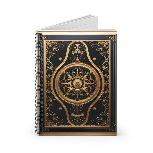 Ornate Gold Baroque Spiral Notebook — Ruled Journal for Notes & Gifts