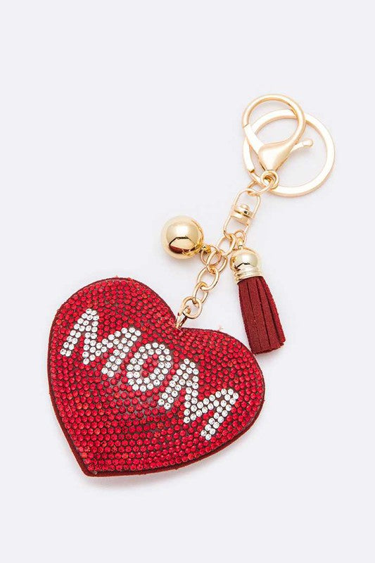 MOM Crystal Pillow Key Chain