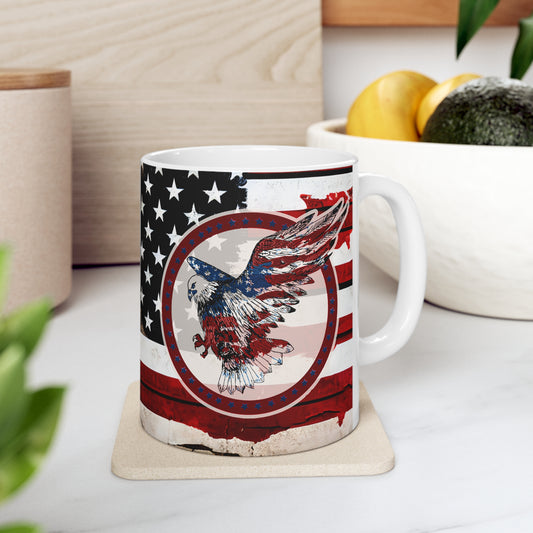 American Eagle and Flag Ceramic Mug 11oz