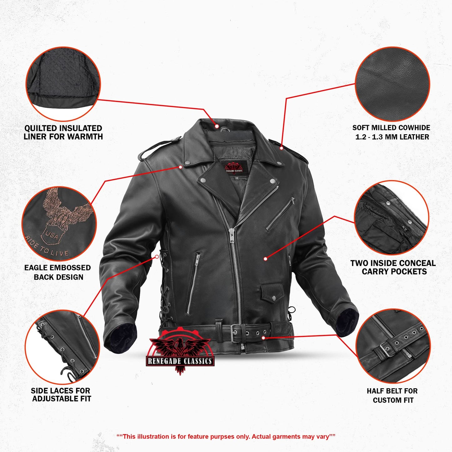 Freedom Rider Black Men's Leather Jacket – Eagle Embossed