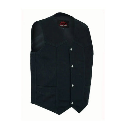 Men's Traditional Motorcycle Denim Vest with Plain Sides