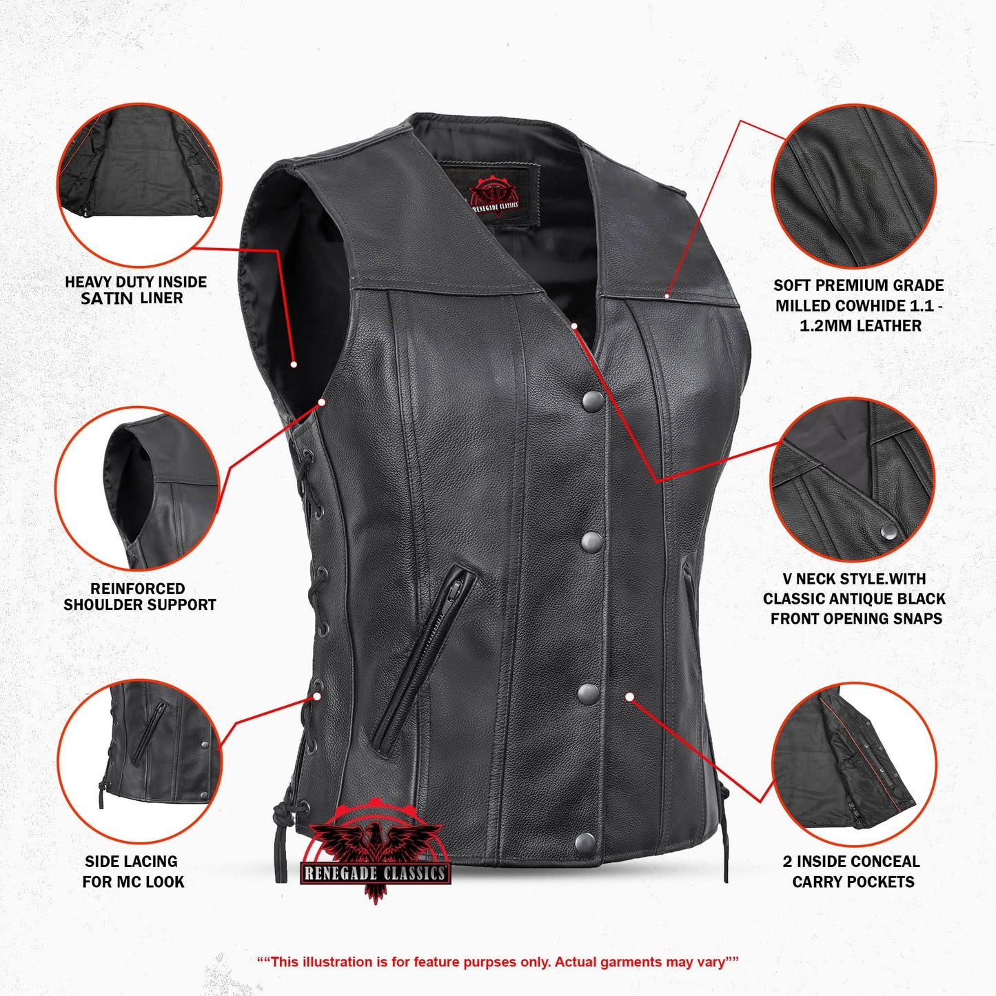 Women's Gray Single Back Panel Concealed Carry Vest