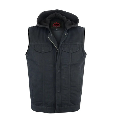 Men's Black Denim Single Back Panel Concealment Vest w/Rem