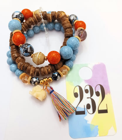 Bohemian Stretch Bracelet Set - Elephant Multi-Color Tassel