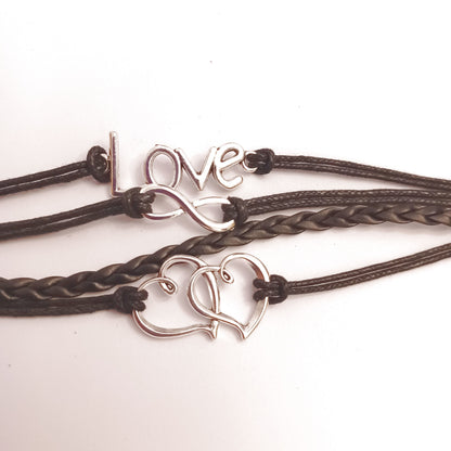 Black Love Infinity Hearts Multi-Layered Bracelet