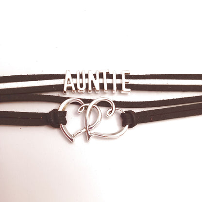 Black and White Auntie Hearts Multi-Layered Bracelet