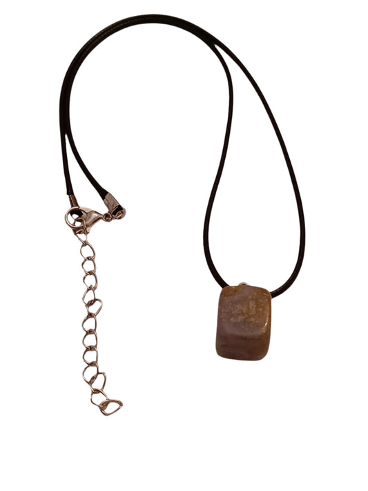 Blue Chalcedony Pendant with Paracord Necklace