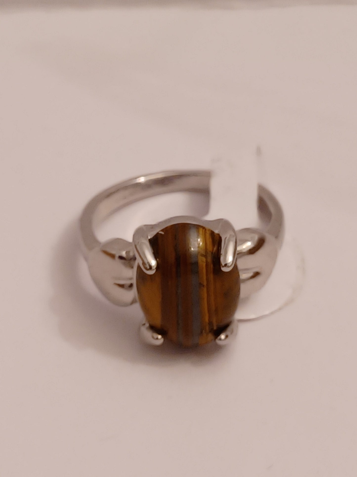 Tiger's Eye Ring with Heart - Size 9