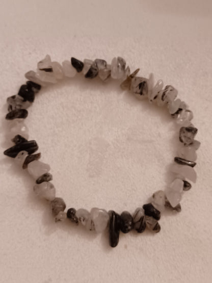 Tourmalinated Quartz Natural Stone Stretch Bracelet