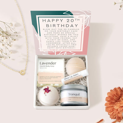 20th Birthday Compass Necklace Spa Gift Box Set