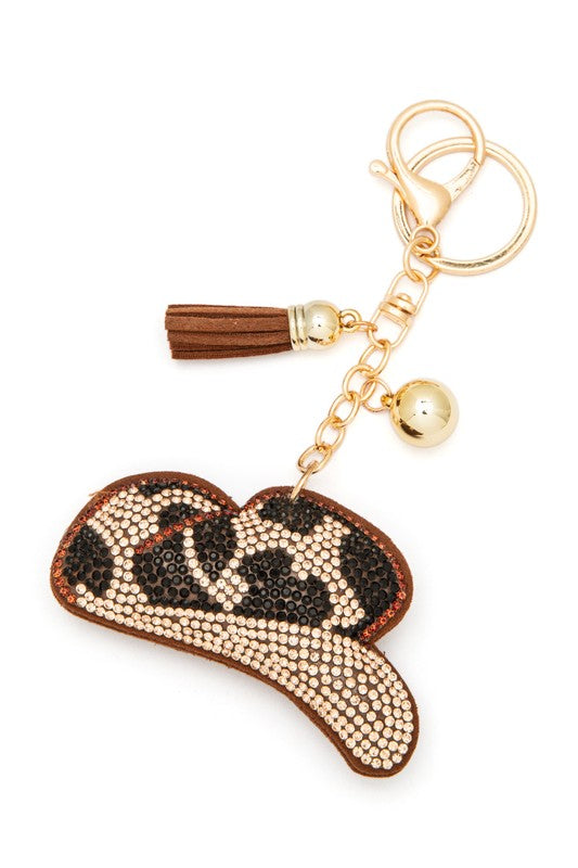 Leopard Rhinestone Cowboy Hat Pillow Keychain