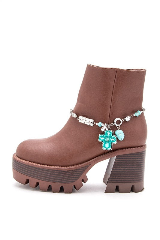 Mix Tone Cross Western Boot Charm